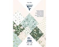 PAPIERS IMPRIMÉS, Bloc de 20 feuilles à motifs 160g/m2 au format A4 (21x29,7cm) + 1 idée créative - Romantique - Multicolore