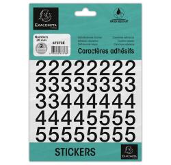 Pack of adhesive numbers 0-9 Black 20 mm - Black