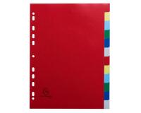 Intercalaires polypropylène souple 12 positions - A4 - Couleurs assorties