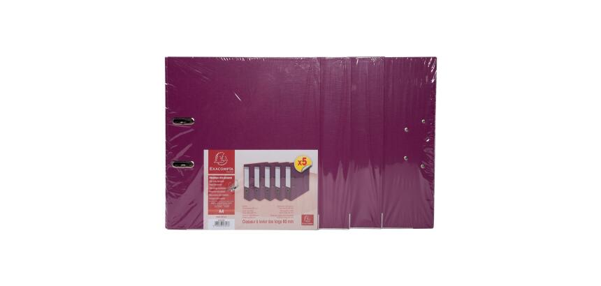 Lot de 5 classeurs à levier intérieur et extérieur en polypropylène - dos de 80mm - mécanique Prem'Touch - A4