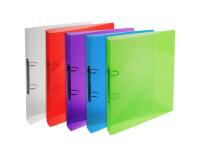 Mittelstarkes Ringbuch aus PP 500µ mit 2 Ringen 20mm, Rücken 30mm, Crystal, 32x25cm für Format DIN A4 - Farben sortiert