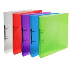 Ring binder 4 rings of 20mm Crystal Colours polypropylene - A4 size - Assorted colours
