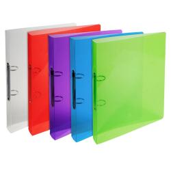 Ring binder 4 rings of 20mm Crystal Colours polypropylene - A4 size - Assorted colours