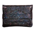 CÉLESTE CUIR Pochette à rabat 26x18 cm Lazer Noir