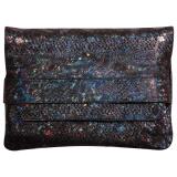 CÉLESTE CUIR Pochette à rabat 26x18 cm Lazer Noir