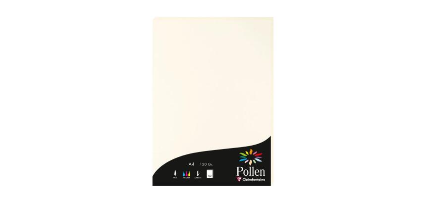 BLANC NATUREL, Etui de 50 feuilles Pollen 210x297mm 120g/m2 - Blanc naturel