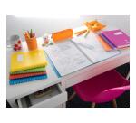 Cahier reliure intégrale enveloppante Koverbook A4+ 160 pages ligné + marge détachables perforé 4 trous couverture polypropylène transparent - Rose