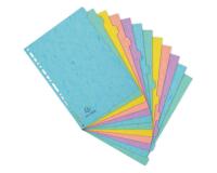 Intercalaires carte lustrée 400g/m2 Aquarel 12 positions - A4 - Couleurs assorties