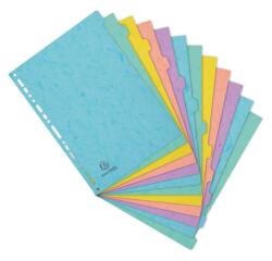 DIVIDERS A4 12P pressboard 400g AQUAREL - Assorted colours