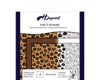 CARRÉ 100% soie - 45x45cm Léopard - Blanc
