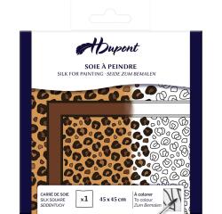 CARRÉ 100% soie - 45x45cm Léopard - Blanc