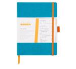 Rhodiarama Meeting book A5 maxi, 80 microgeperforeerde bladen wit papier van 90g, sluiting met elastiek en penhouder - Turquoise