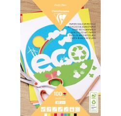 PAPIER COULEUR RECYCLÉ, Bloc de 100 feuilles 80g/m2 au format 21x29,7cm - Assortiment
