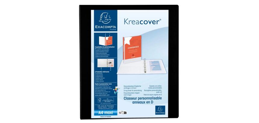 Classeur PP personnalisable Kreacover - 4 anneaux en D 25mm - A4 maxi