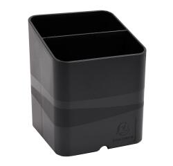 Cubiletes Pen Cube, 2 compartimentos diferentes tamaños y alturas, bloqueador de cables. ECOBlack - Negro