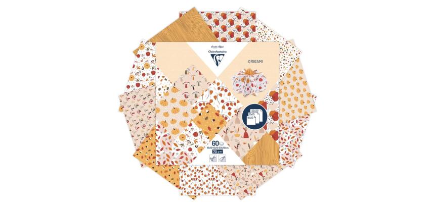 ORIGAMI, Pochette de 60 feuilles 70g/m2 3 formats - Automne - Multicolore