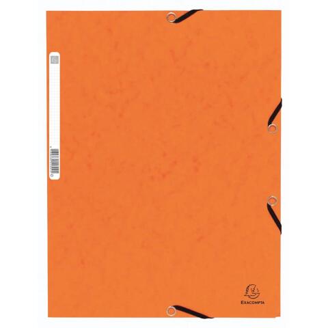 Carpeta Exacompta con gomas 3 solapas cartulina lustrada 355 grs. - A4 - Naranja