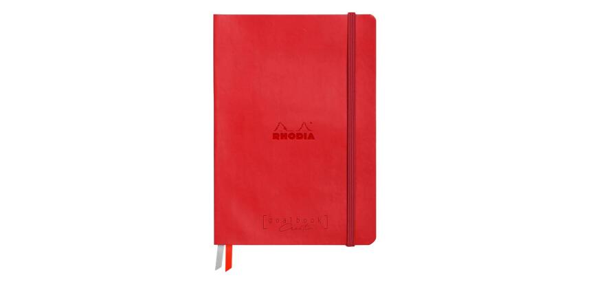 Rhodiarama Goalbook Creation rembordé rigide A5 100p papier lavis technique blanc uni 200g avec élastique - Coquelicot