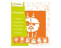 Set de 6 pochoirs enfants, Monstres - Orange