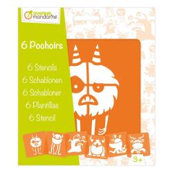 Set de 6 pochoirs enfants, Monstres - Orange