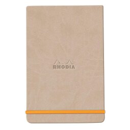 Rhodiarama Webnotepad rembordé rigide 9x14 cm 192 pages ligné microperforé papier ivoire 90g fermeture élastique - Beige