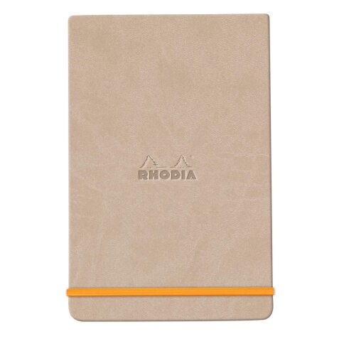 Rhodiarama Webnotepad rembordé rigide 9x14 cm 192 pages ligné microperforé papier ivoire 90g fermeture élastique - Beige