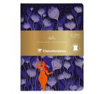 Adolie, Set de 2 carnets cousu fil A5 14,8x21 cm, 64 pages, ligné. Bloom. 1 carnet couverture cuir + 1 carnet couverture carte imprimée, ass.