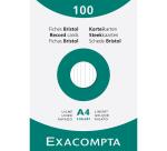Étui de 100 fiches - bristol ligné non perforé 210x297mm - Blanc
