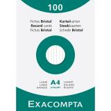 Pk 100 Exa Record Cards A4 White Lined - White