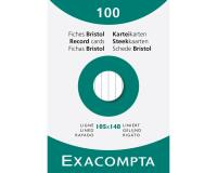 pak 100 steekkaarten bristol A6 formaat -  gelijnd niet geperforeerd 105x148mm - wit
