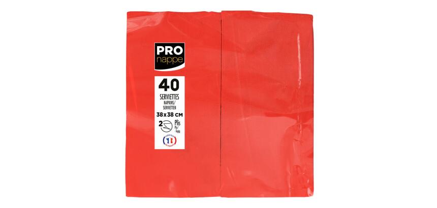 Paquet de 40 serviettes micro gaufrées ouate 2 plis - pliées 1/8