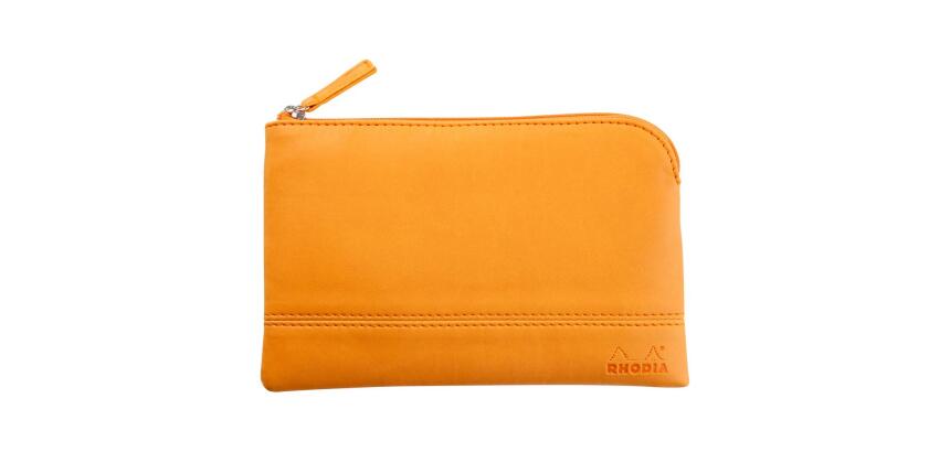 Rhodiarama pochette zippée en simili cuir - taille S (11x17 cm) - Orange