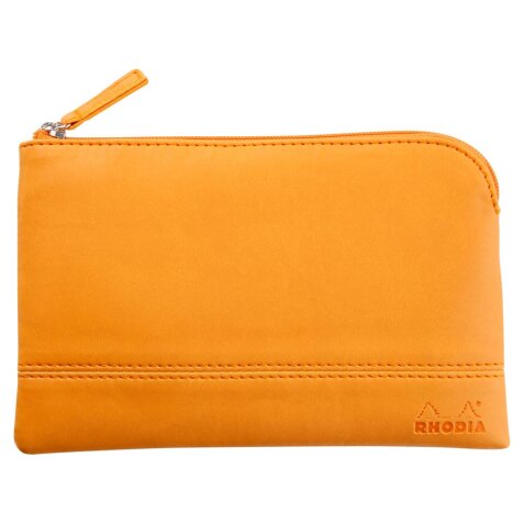 Rhodiarama pochette zippée en simili cuir - taille S (11x17 cm) - Orange