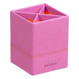 Rhodiarama pot à crayons simili cuir italien 8x8x11 cm - Lilas