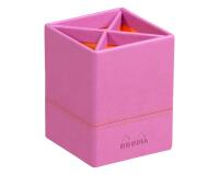 Rhodiarama pot à crayons simili cuir italien 8x8x11 cm - Lilas