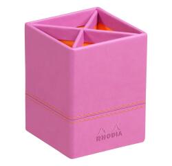 Rhodiarama pot à crayons simili cuir italien 8x8x11 cm - Lilas