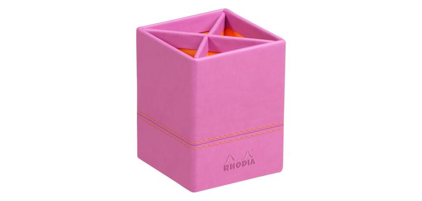 Rhodiarama pot à crayons simili cuir italien 8x8x11 cm - Lilas