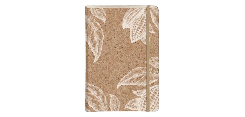 Cocoa motif, Carnet rembordé rigide A5 - 14,8 x 21 cm, 96 pages, ligné, poche à soufflet, ass. - Cacao