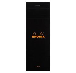 Bloc agrafé Rhodia N°8 7,4x21 cm 80 feuillets ligné 80g - Noir