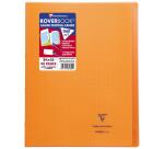 Cahier piqué Koverbook 24x32 cm 96 pages petits carreaux + marge couverture polypropylène transparent - Orange