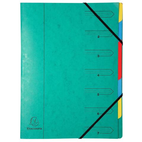 Clasificador Exacompta grapado con gomas 7 compartimentos - Verde