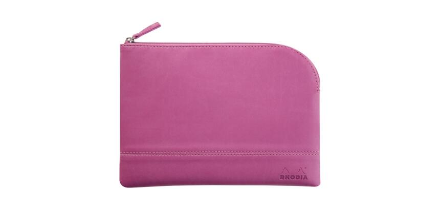Rhodiarama pochette zippée en simili cuir - taille M (16x22 cm) - Lilas