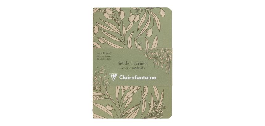Jardin des Sens, Set de 2 carnets cousu fil A6 10,5x14,8 cm, 64 pages, ligné, ass.