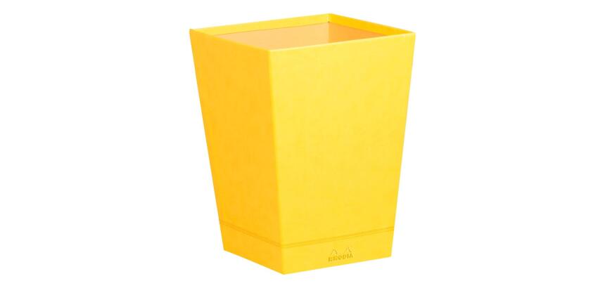 Rhodiarama corbeille à papier simili cuir italien 27x27x32 cm - Jonquille