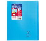 Cahier piqué Koverbook 24x32cm 48 pages grands carreaux couverture polypropylène transparent - Bleu