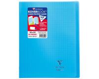 Cahier piqué Koverbook 24x32cm 48 pages grands carreaux couverture polypropylène transparent - Bleu