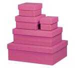 Rhodiarama set 5 boîtes gigognes simili cuir italien 44x34x16 cm - Fuchsia