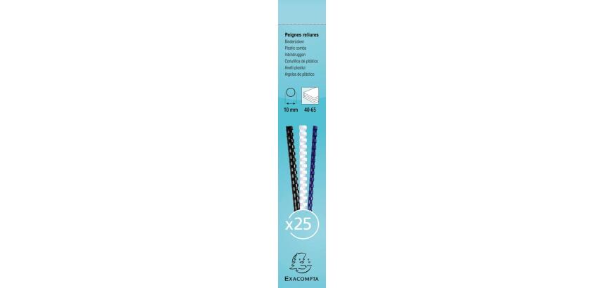 Boite 25 reliures spirales plastique 10mm