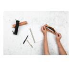 CUIR NOIR Trousse petite ronde Ø3,5x18 cm. - Noir