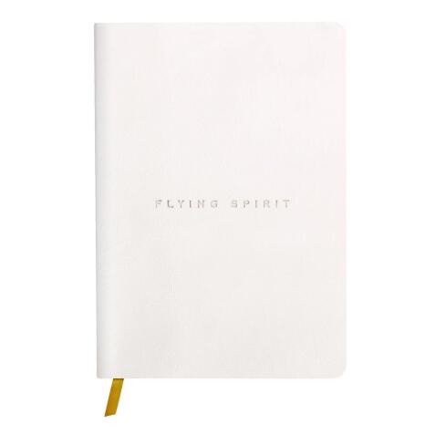 Carnet brochure cousue Flying Spirit White A5 180 pages ligné couverture cuir lisse papier ivoire 90g - Blanc